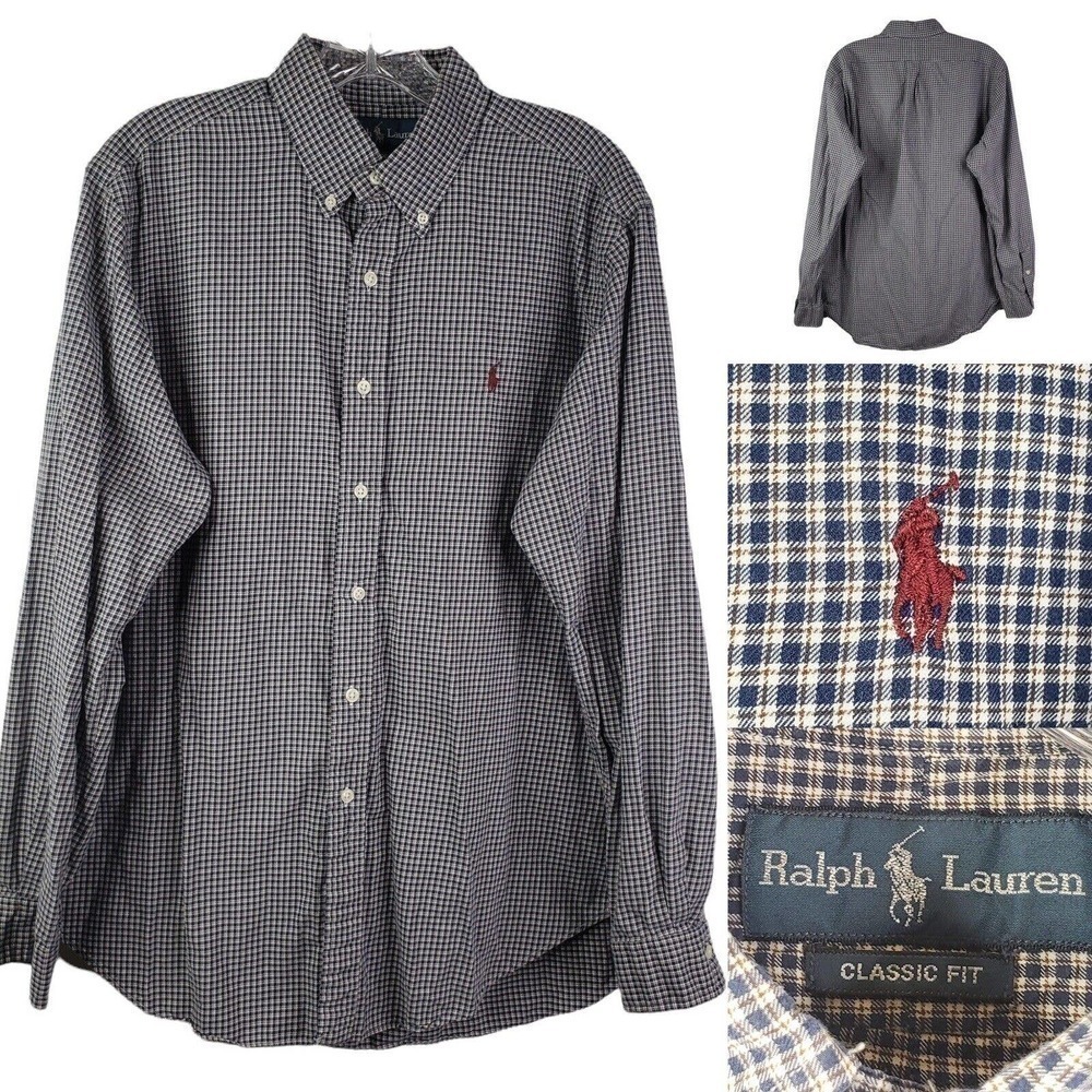 Polo Ralph Lauren Oxford Men's Large Check Classic Fit LS Button Down Shirt